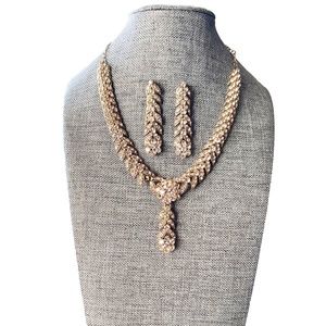 Indian Golden Stone Studded Necklace with Earrings